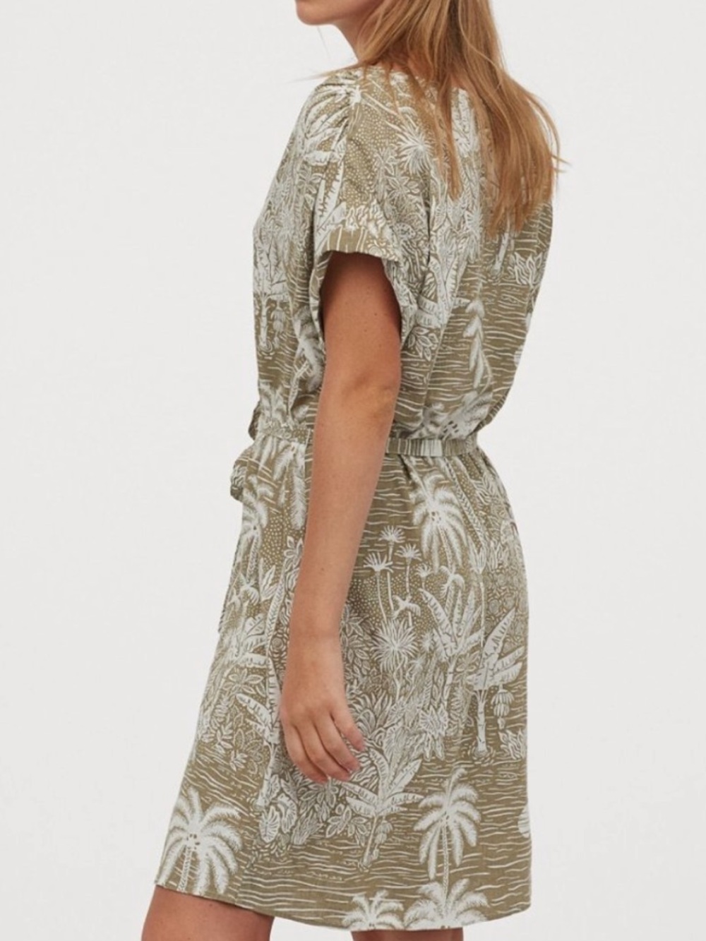 Desmond & Dempsey X H&M Tropical Print Short Sleeve Belted Dress - L Breezy